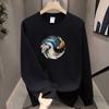 Heavy High-End Trendy Brand Pure Cotton T-Shirt Men'S Bottoming Shirt Long-Sleeved Trendy Autumn And Winter Men'S And Women'S Crew Neck Sweater