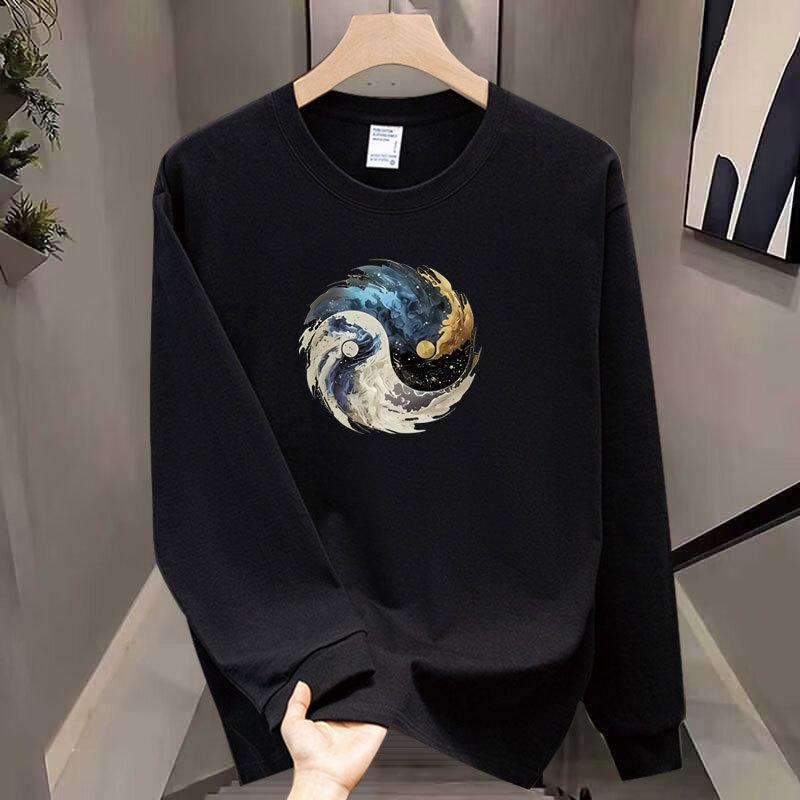 Heavy High-End Trendy Brand Pure Cotton T-Shirt Men'S Bottoming Shirt Long-Sleeved Trendy Autumn And Winter Men'S And Women'S Crew Neck Sweater
