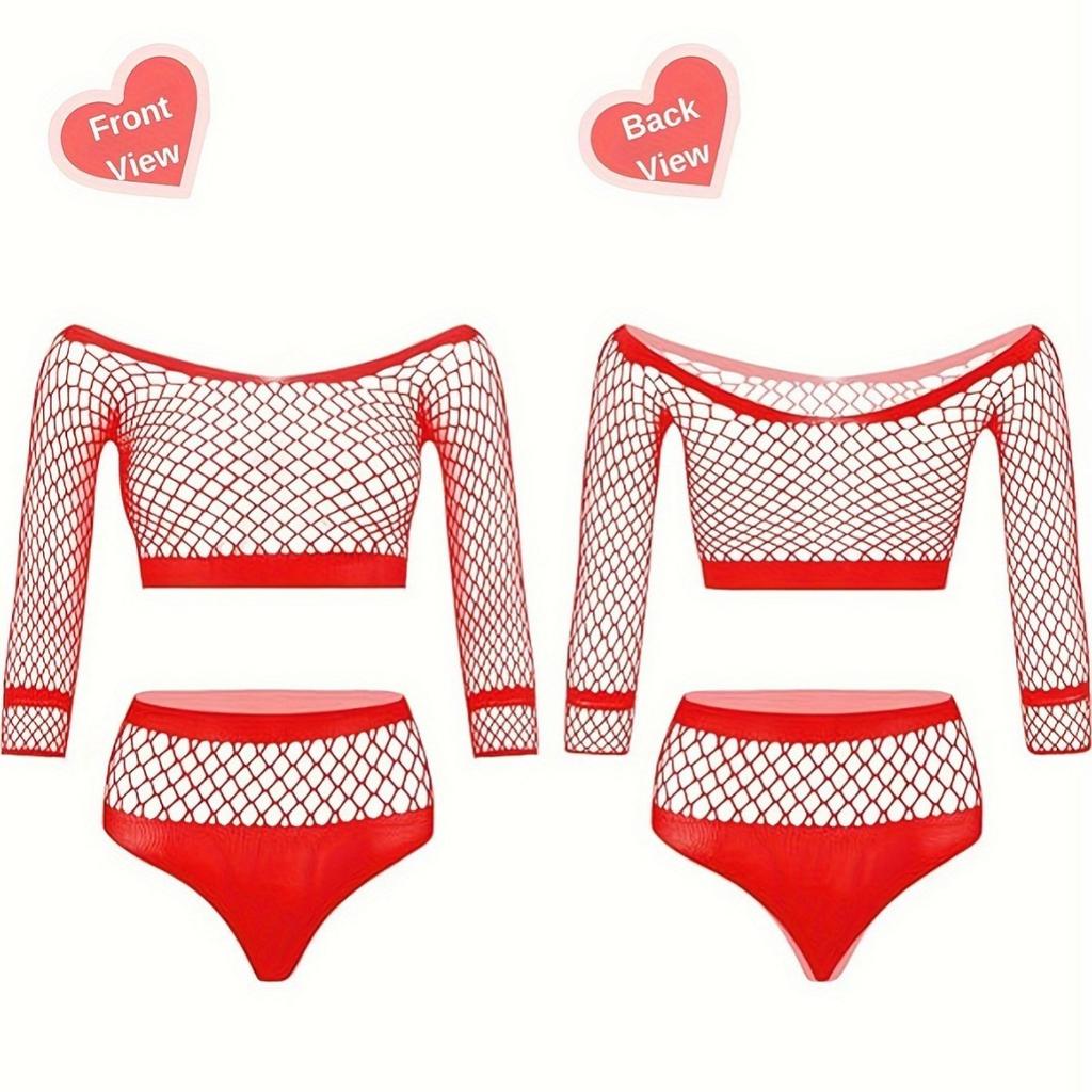 Sexy Underwear Female Sexy Hollow Up and Down Two-piece Net Suit Black Temptation