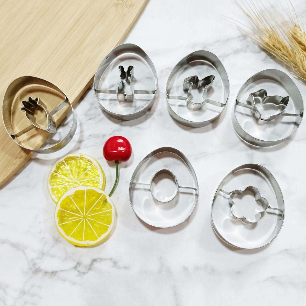 9pcs Hand Press Easter Cookie Cutter Set Stainless Steel Cookie Stamp  Fondant Cake