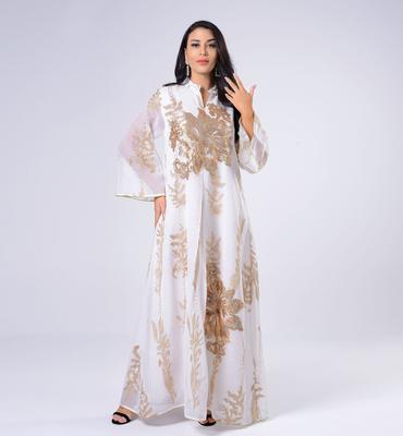 Vêtements musulmans en fil brodé à paillettes dorées pour femmes musulmanes Jalabiya Dubai Arab Eid