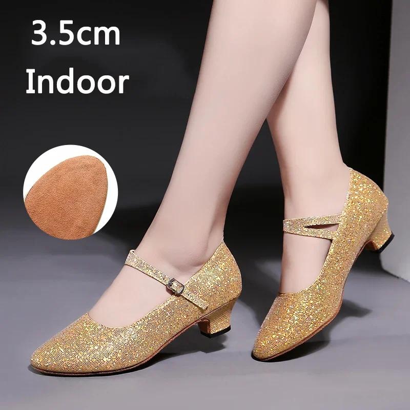 Tênis de Salão Sapatos de Dança Latina para Interior/Exterior Feminino Sola Macia Sapatos de Dança Dedos Fechados para Dança Moderna Jazz Tango