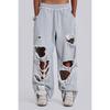 Pure Cotton European And American Jaded Same Trendy Brand Street Hip-Hop Ripped Wide-Leg Pants Loose Sweatpants Casual Pants Women