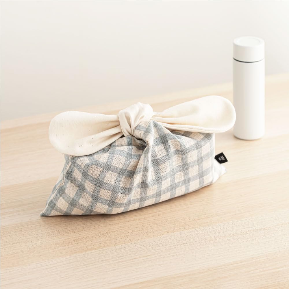 Lunch Bag Ribbon Check Blue Gray Main Unit Width 28cm X Height 18cm Ribbon Total Length 23cm Lunch Bag Made In Japan Cotton No Gusset Easy To Dry