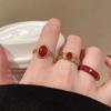 Ankola Red Love Drip Glaze Ring, Women'S Light Luxury Retro Index Finger Ring, High-End Feeling Stacked Ring