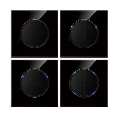 2022 New Black Glass Panel USB Wall Socket EU, Push Wall Switch with LED Indicator Light, UK 13A Wall Socket Switches
