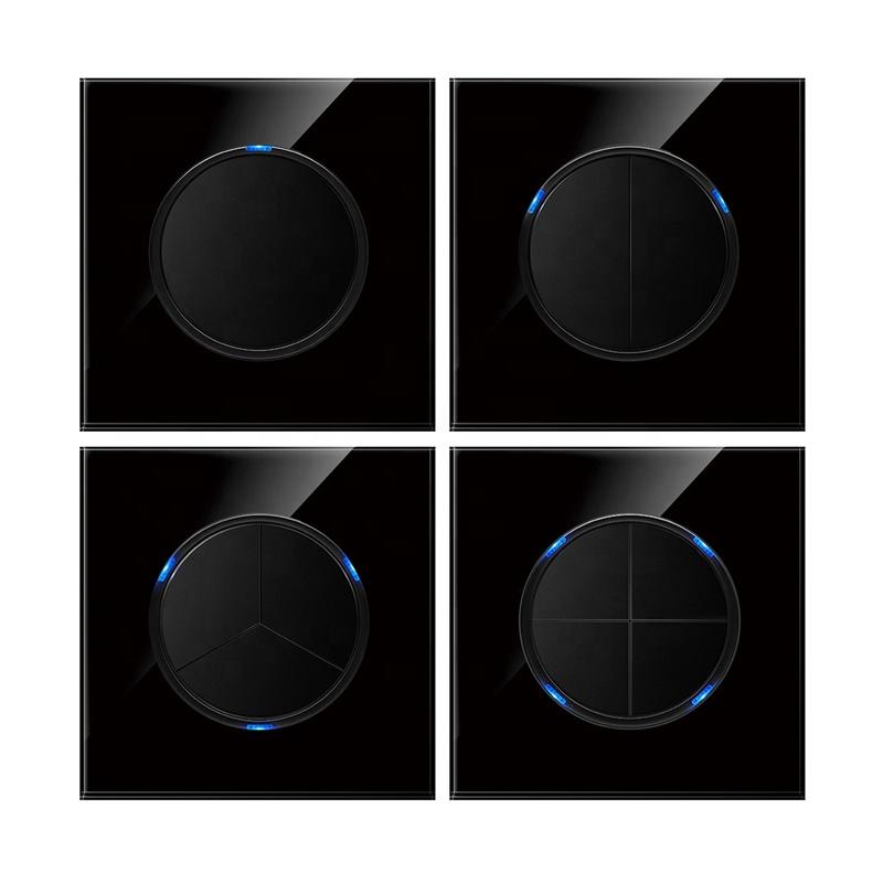 2022 New Black Glass Panel USB Wall Socket EU, Push Wall Switch with LED Indicator Light, UK 13A Wall Socket Switches