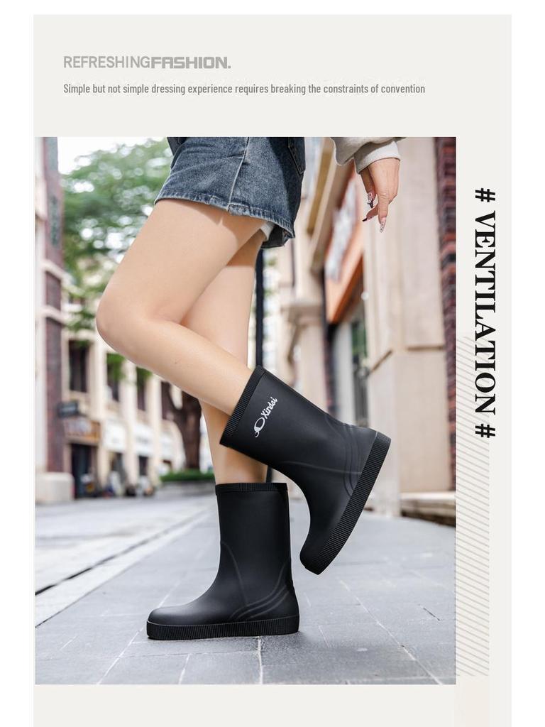 Trendige Damen- & Herren-Halbrohr-Wasserdichte Rutschfeste Regenstiefel - Verschleißfeste Gummischuhe für Arbeit & Autowäsche