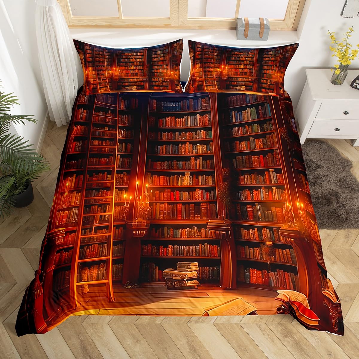 

Candle Duvet Cover Sets for Kids Teens Queen Quilt Covers Lightweight Down Room Decor 2 Pillowcases 1 Duvet Cover No Comforter (135x200cm)