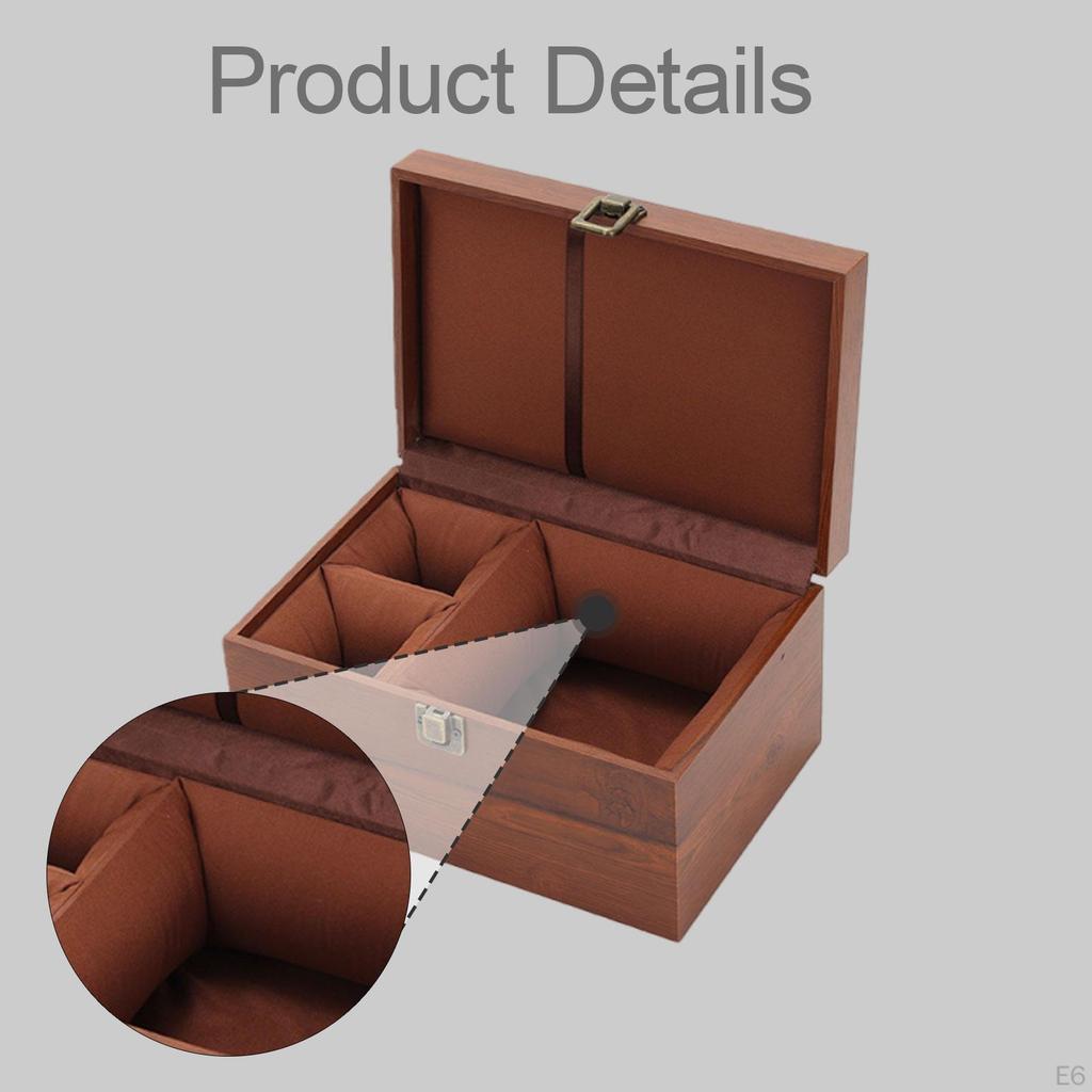 Original Solid Wood Tea Box with Optimized Space for Cups And Teapots, Secure Closure, Soft