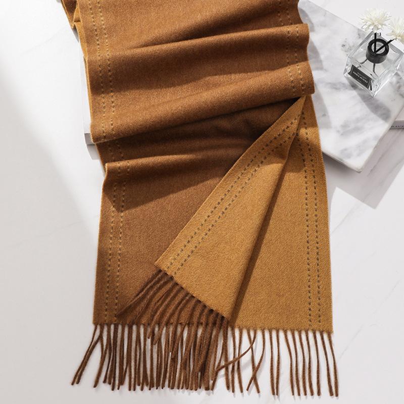 Autumn and winter narrow version cashmere water ripple scarf women's light luxury high-end shawl British thickened warm scarf
