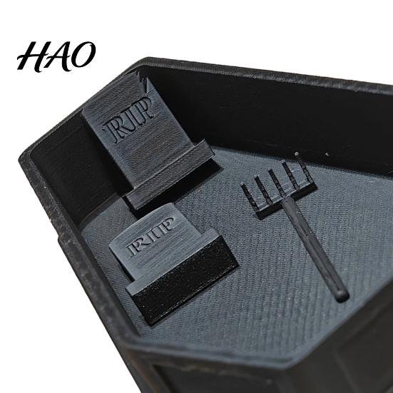 Unique Plant Pots for Succulents Gothic Casket Flower Pot, Include Tombstone And Rake Accessories, Spooky Desk Accessories 3D Printed Container