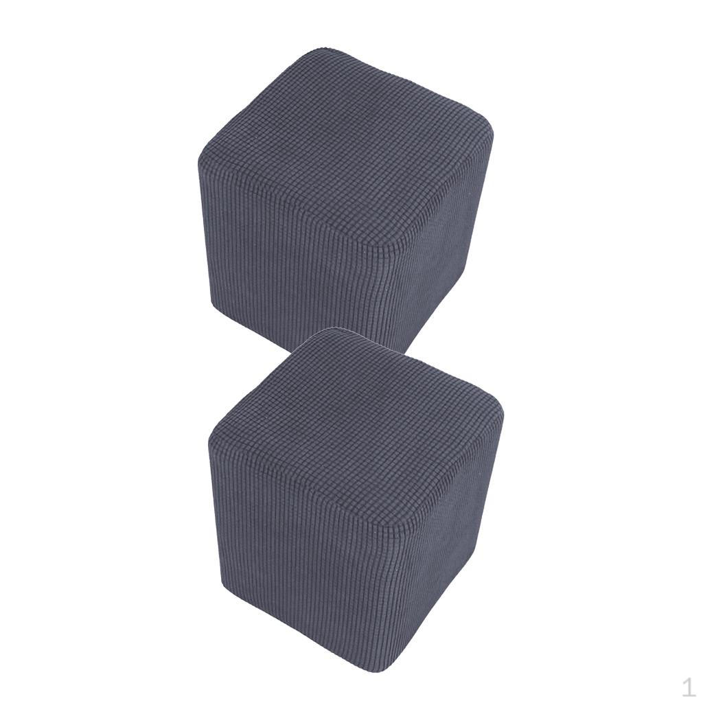 2 Rectangle Foot Stool Cover Ottoman Slipcover Elastic Bottom