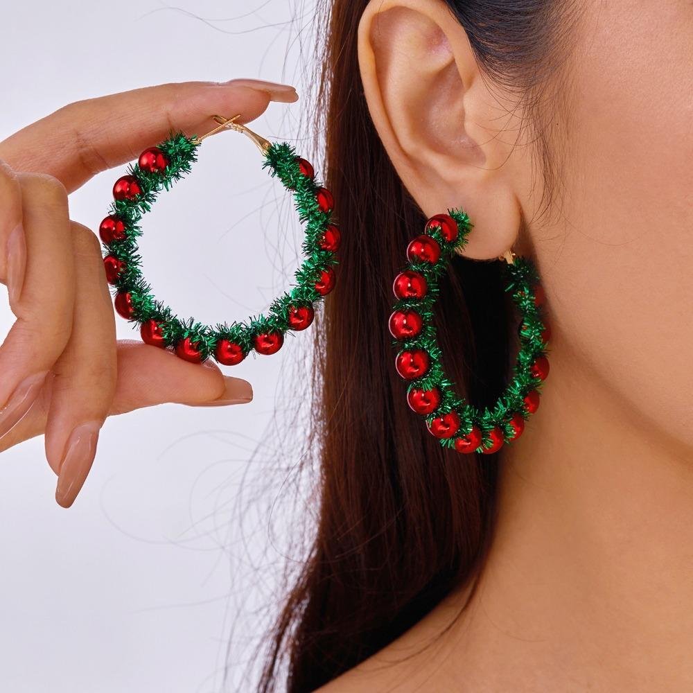1 Paar Glockenkranz-Ohrringe Weihnachtsbaum Xmas Hängeohrringe Ästhetische Weihnachts-Ohrringe Mädchen