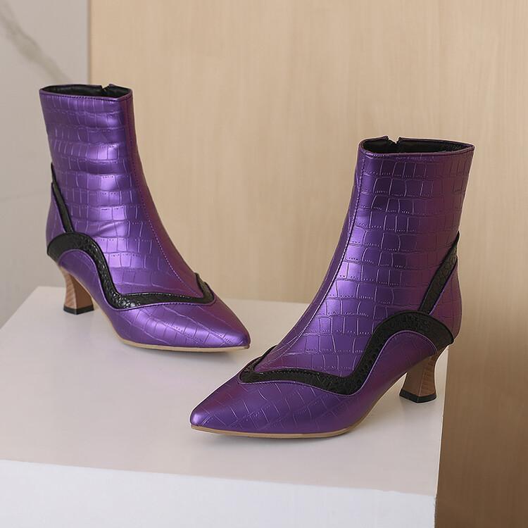 

Fashion New Autumn Winter Women Boot Fashion Mixed Color Pointed Toe Short Boots for Women Ladies Shoes High Heel Large Size Ankle Boots 34