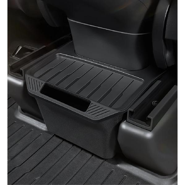 For Tesla Model Y Juniper TPE Rear Center Console Storage Box Organizer Box with Cover Trash Can Under Seat Car Accessories