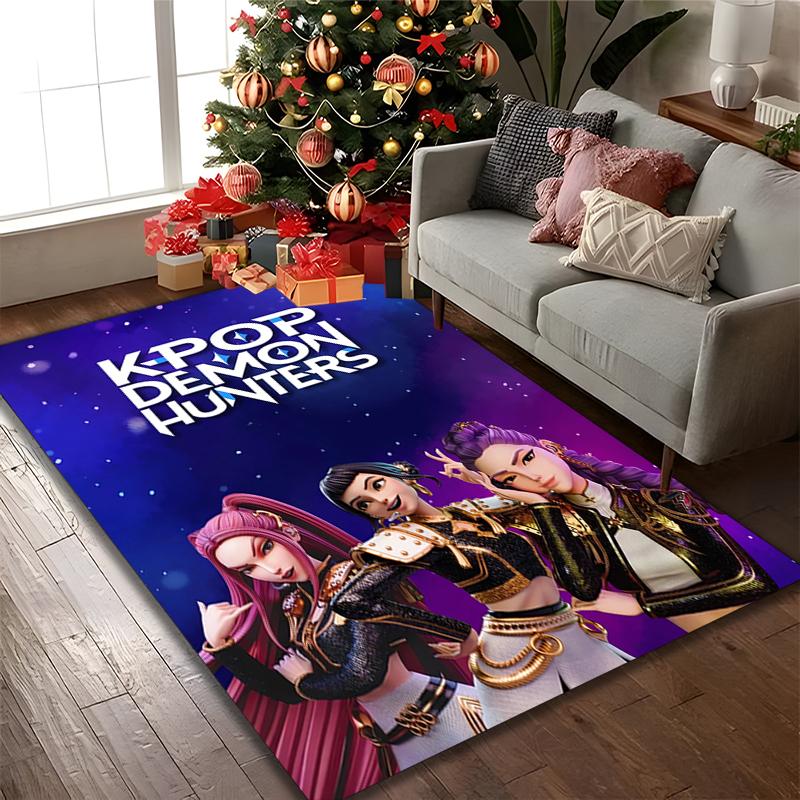 1 Stück Bereichsteppich Geeignet für Büro, Kpop Dämonenjäger Teppich, Vielseitiger Bedruckter Stuhlteppich, Langlebiger Heim-Sofateppich