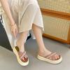 Thick-soled Cool Slippers Women's Shoes Summer Outer Wear Summer Pearl Leisure Beach One-word Drag