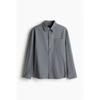 H M Waffle Textured sHirt Loose Fit Dark Grey