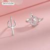 Cute Little Devil Inlaid Stone Moonstone Asymmetric Stud Earrings For Women