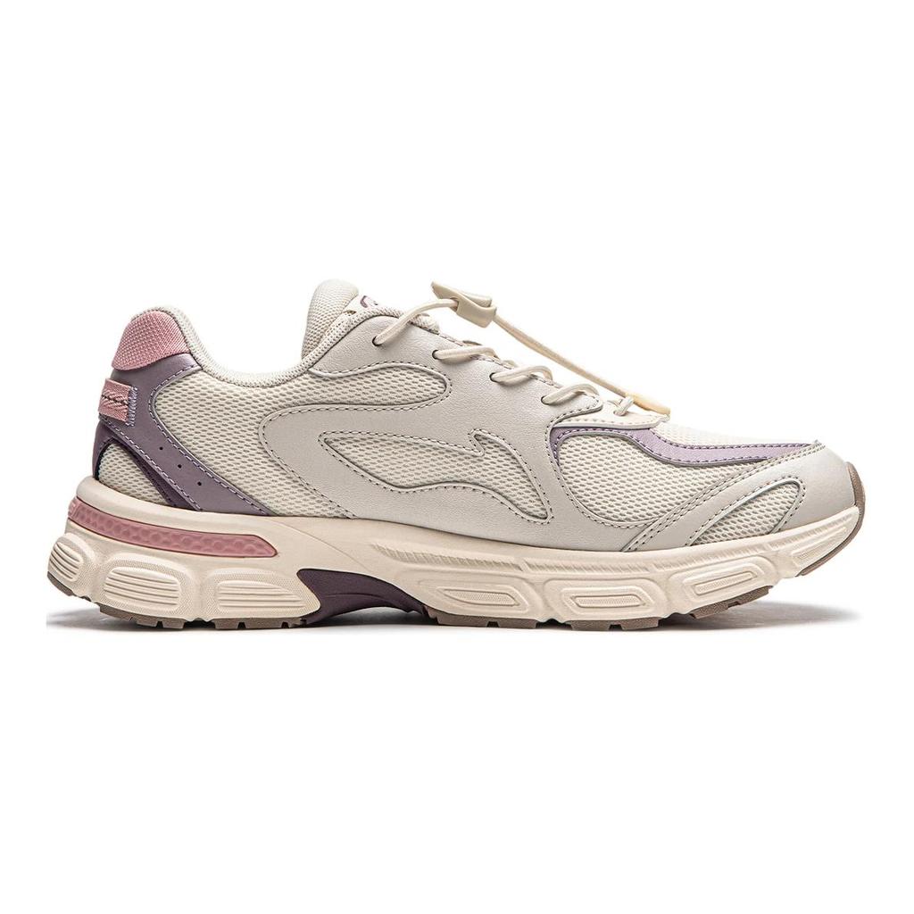 Li Ning Kids Shock Absorption Rebound Low Top Casual Shoes Kids Casual Shoes Beige Purple YKCU114-4