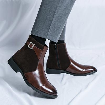 Men’s Chelsea Boots Motorcycle Boots Retro Street Style Dress Tuxedo Wedding Men Coffee Ankle Boots Plus Size