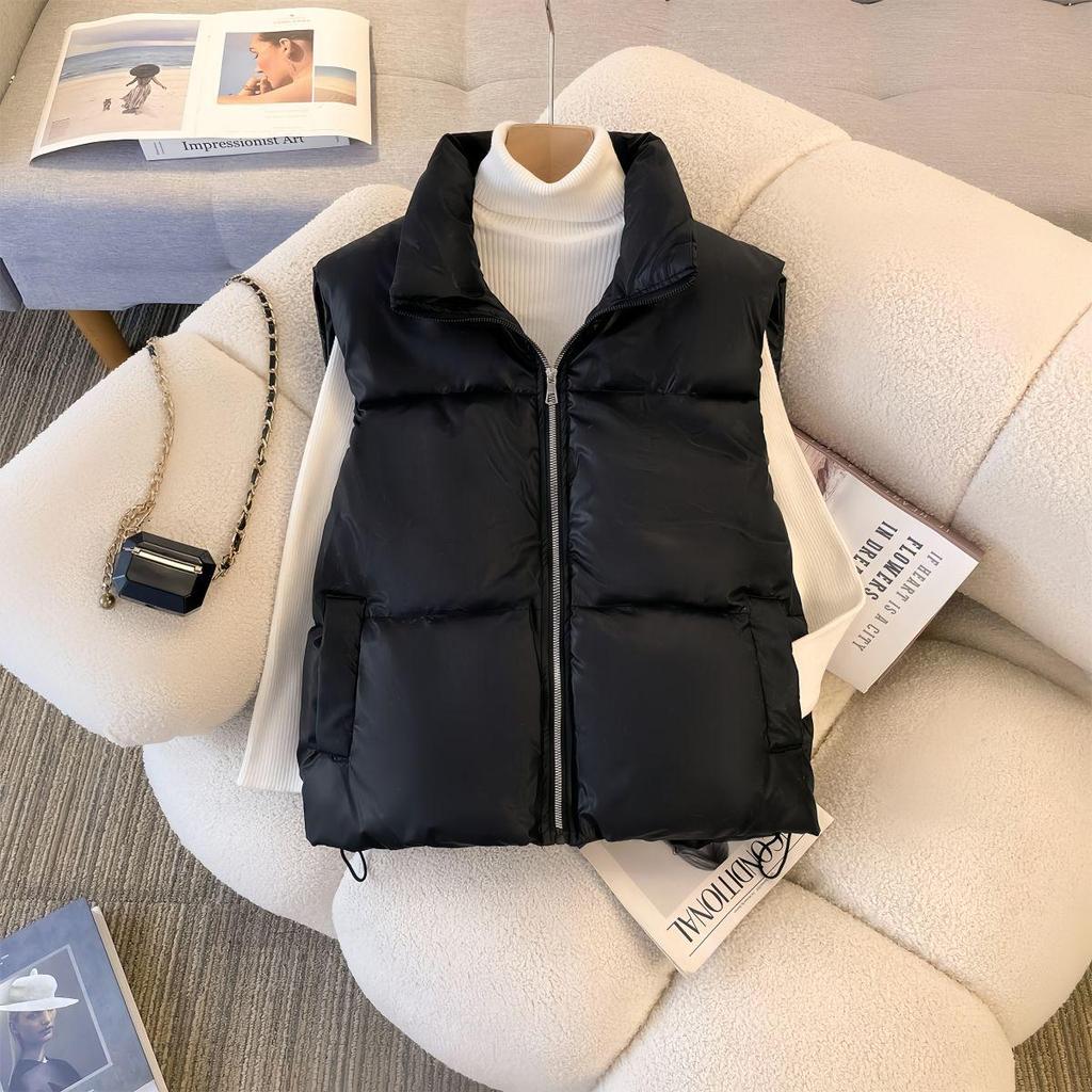 Plus-Size Women's Slimming Cotton Vest - Autumn/Winter Fashion, Versatile Sleeveless Outerwear.