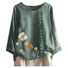 Women Casual Floral Print Long Sleeve Button  Loose T-Shirt Top Blouse