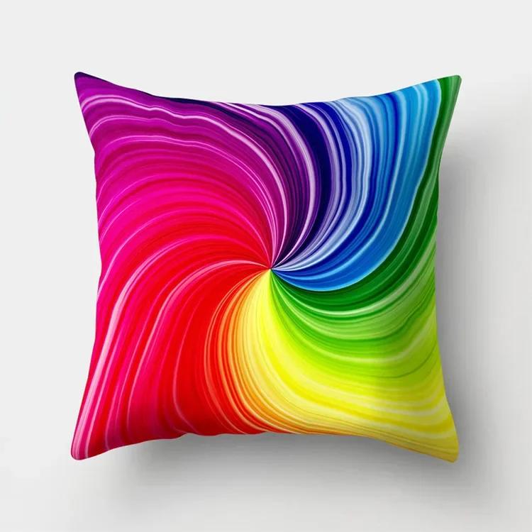 Nordic Colorful Rainbow Geometric Printing Pattern Polyester Cushion Cover for Home Living Room Sofa Decorative Pillowcase