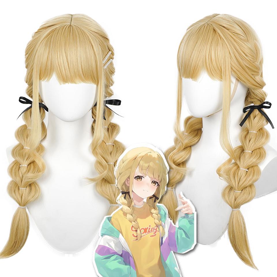 

Ищу синтетический парик женский School Idol Project Котонэ Фудзита Прямая челка Золотые двойные косы Хвост Косплей Парик для вечеринки 70cm
