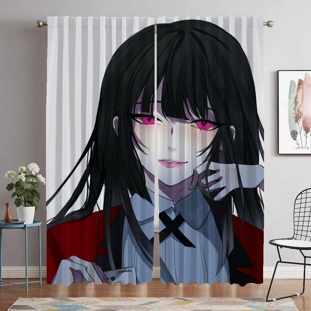 Jabami Yumeko Köksgardiner för Kamera Moderna Vardagsrumsgardiner 2 Delar Rullgardiner Tyll för Sovrum Mörkläggningsgardin Elegant