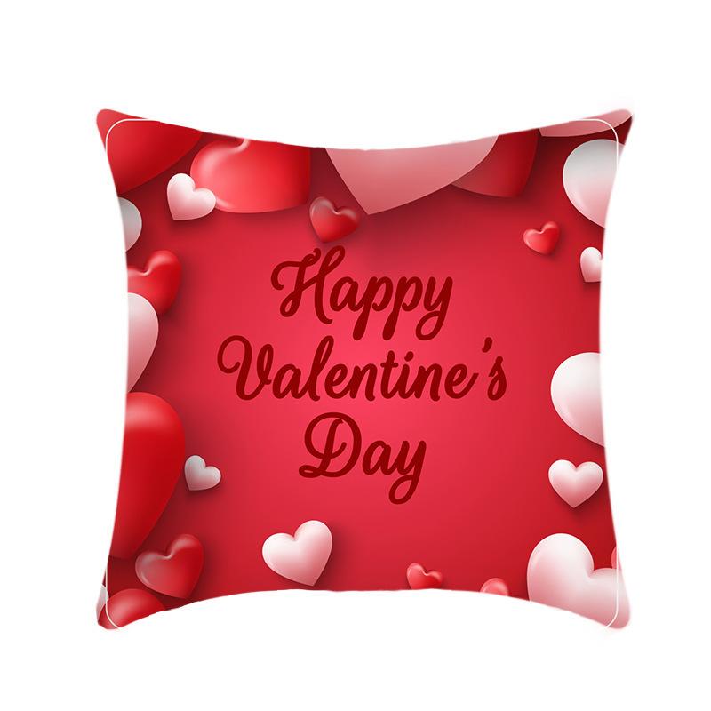 New Valentine's Day Pillow Linen Short Plush Car Pillow Red Love Pillow Cover Bed Cushion