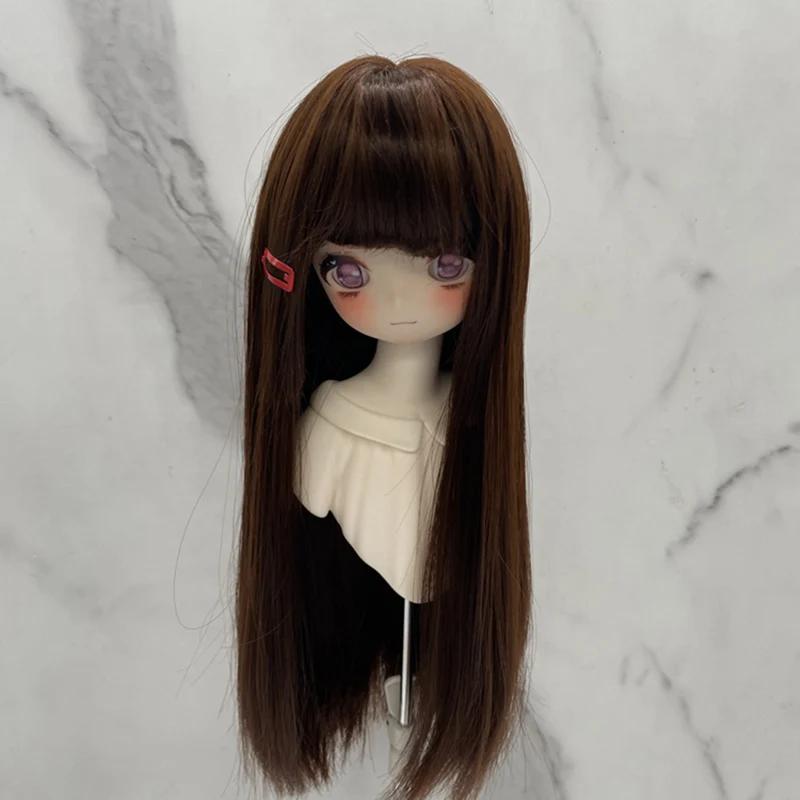 Neue Perücke für 13 & 14 & 16 BJD Puppen mit Pony Lange Gerade Perücke Mädchen DIY Make-up Zubehör