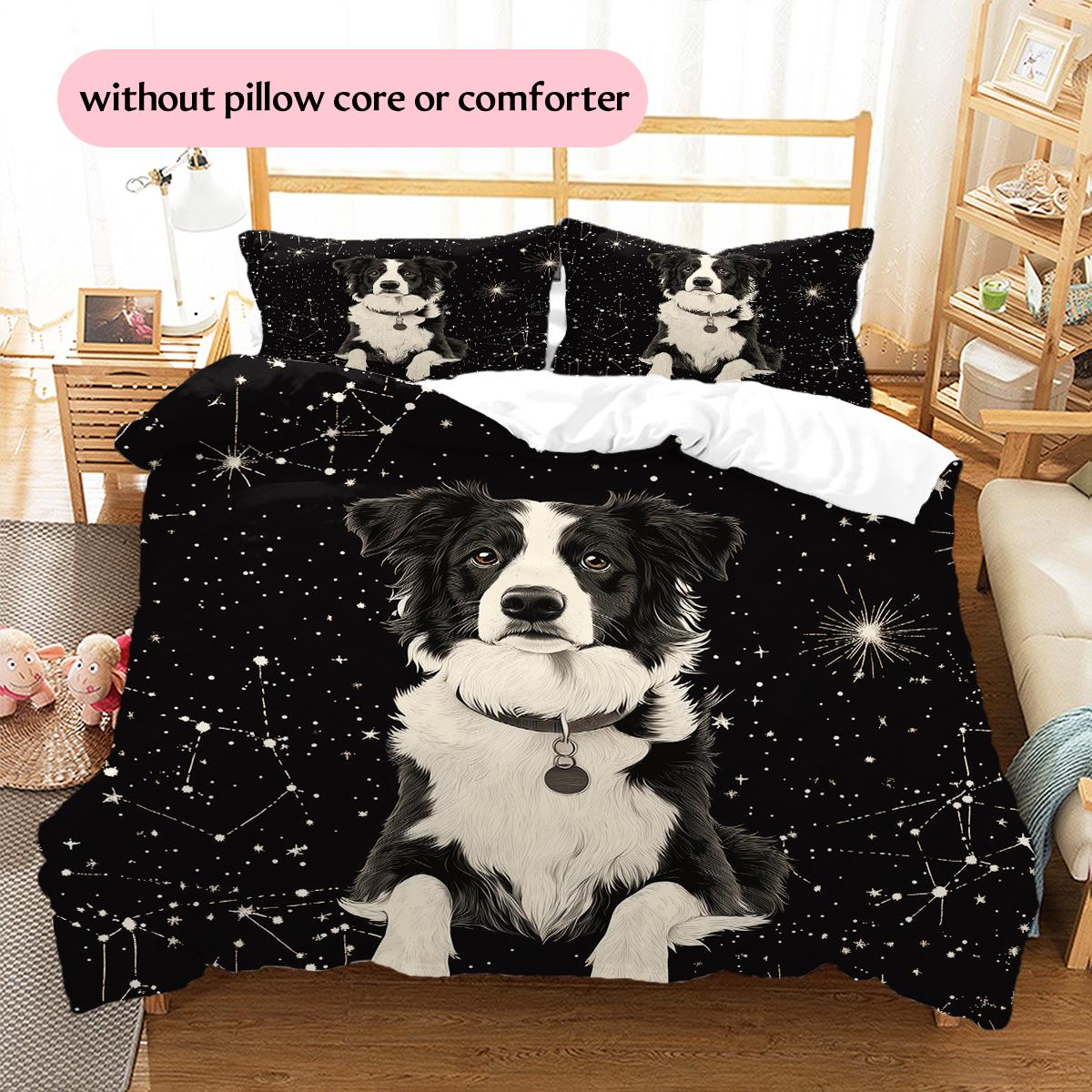 

Border Collie Pattern Bedding Home Decoration Birthday Gift (1 * duvet cover + 2 * pillowcase, without core) 135x200cm