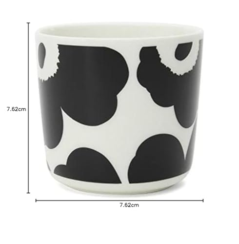 Marimekko Latte Mugs, Pair, Unikko Coffee Cups, Black and White, 70637 190 [Parallel Import]