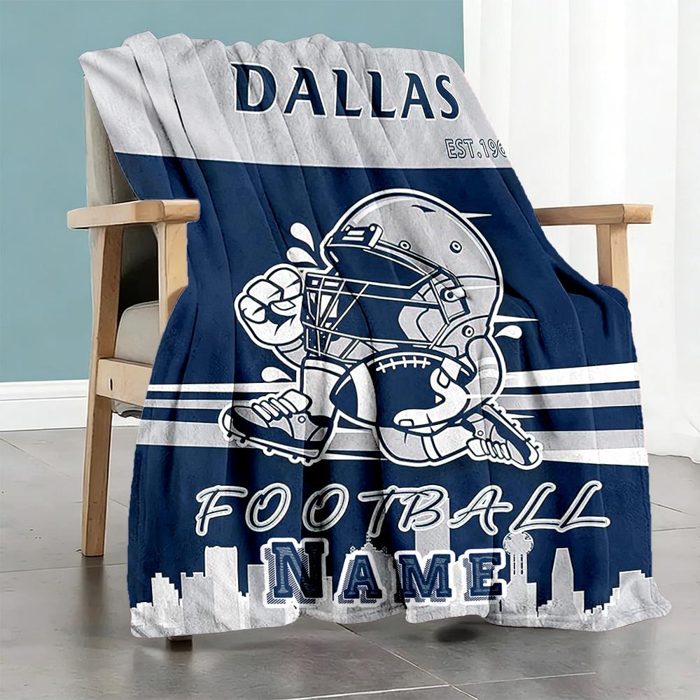 Football Customize Text Blanket Multi-purpose Customizable Blanket Durable Comfort Suitable for Couch Bed Nap Chair Ideal for All Seasons