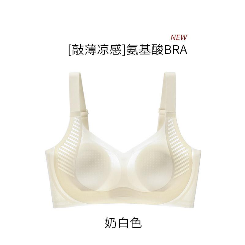 

Cool feeling small ice cup seamless female thin large chest small anti-sagging no steel ring beautiful back rabbit ears bra cover M 34/75BC молочный белый