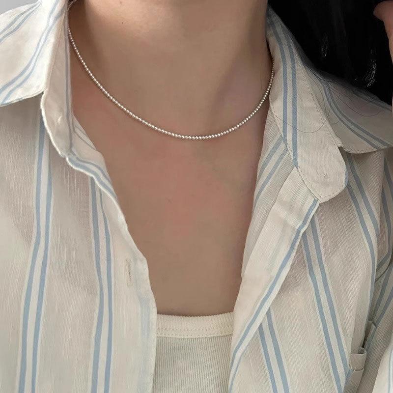 High-Gloss Mother-of-Pearl Necklace: Women's Exquisite, Durable, Strong Light Baby Rice Beads Clavicle Chain