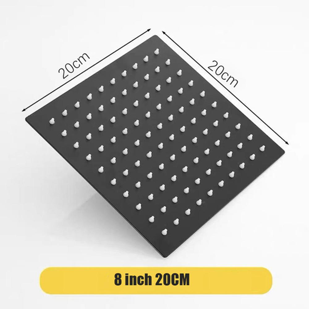 High Pressure Rainfall Stainless Steel Shower Head High Flow 8  10  12  Square Pressure Boosting Design Spa Bathroom Showerhead 8 inch black