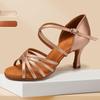 Sapatos de Dança Latina para Mulheres Adultas Couro Macio Sapatos de Dança Padrão Internacional Sapatos de Festa Tango Salsa Salto 7,5cm