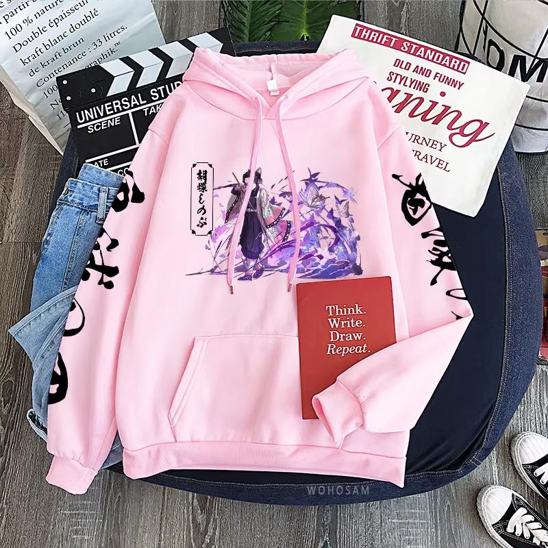 Funny Anime Demon Slayer Kochou Shinobu Hoody Pullovers Women/Men Harajuku Beautiful Girl Fashion Streets Winter Warm Sweatshirt