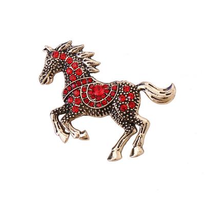 2026 Fashion Light Luxury Retro Enamel Horse Rhinestone Brooch, Versatile Anti-light Clothing Corsage Jewelry Pin