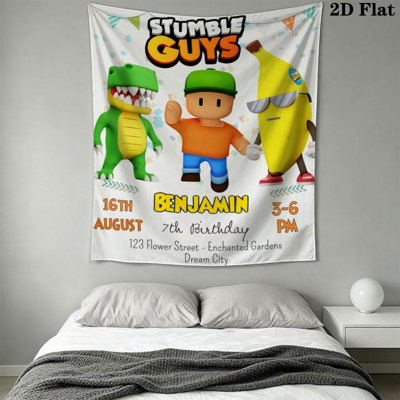 Stumble Guys Rush Telo in Tessuto Stampato da Appendere a Parete Arazzi Decorativi per Camera da Letto Soggiorno Arredamento per la Casa