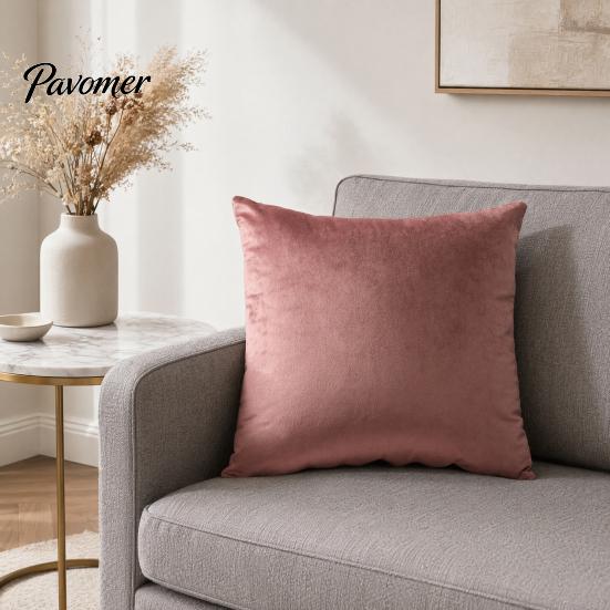 High-density Velvet Pillow Cover Solid Color Cover, Soft Plush Throw Case, 17.7x17.7 Inch Pillowcase Smooth Cushion for Sofa, Bed, Office, Cozy