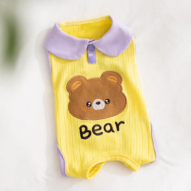 

Собачий жилет мультяшная наклейка вязаный антихолодный весна и лето одежда на четыре лапы одежда для тедди-медведя одежда для кошек M (recommended weight 5-4 kg)