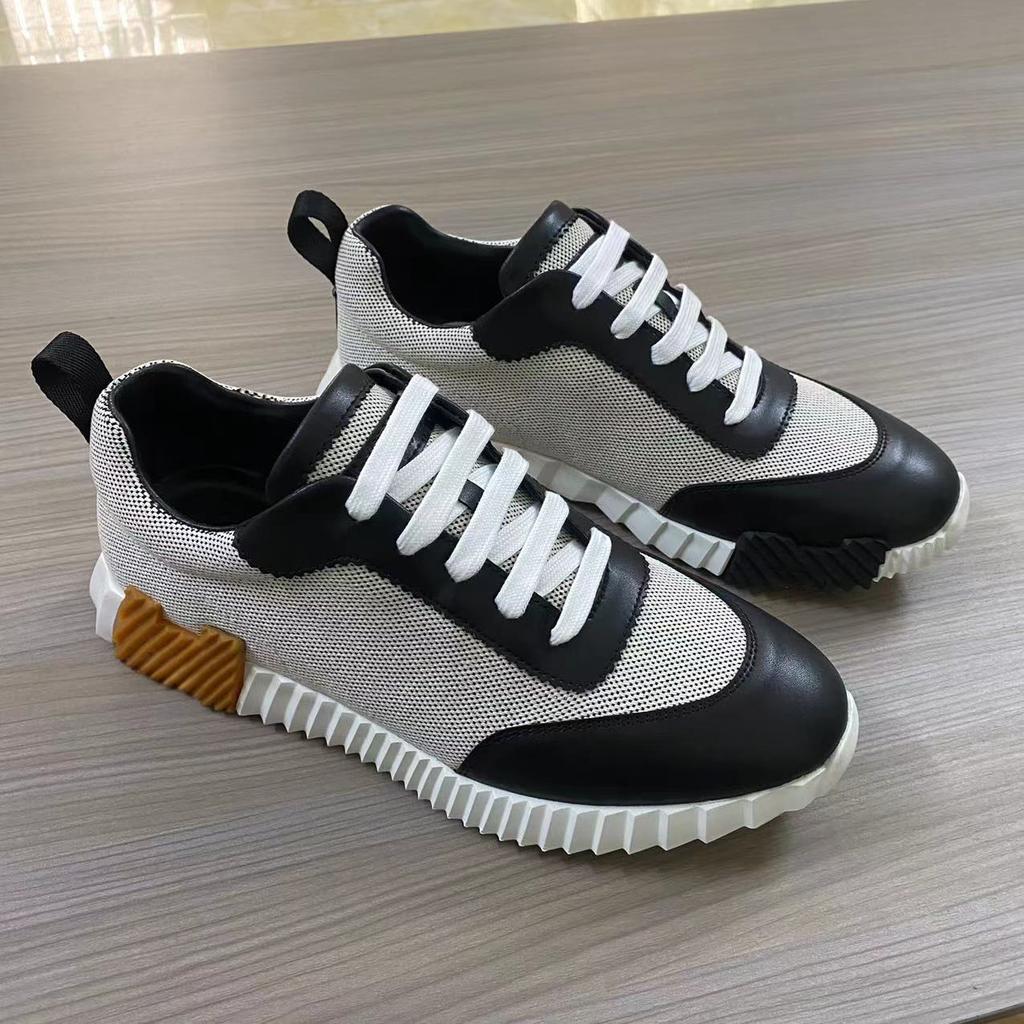 H Home Herren Leder Freizeitsneakers Schwarze Kleine Weiße Schuhe Paar Atmungsaktives Netz Herrenschuhe