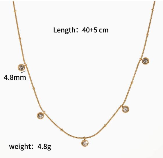 Stainless Steel Necklace, Women s Fashion Temperament, High-end Feel, Diamond Collarbone Chain 1 золотой