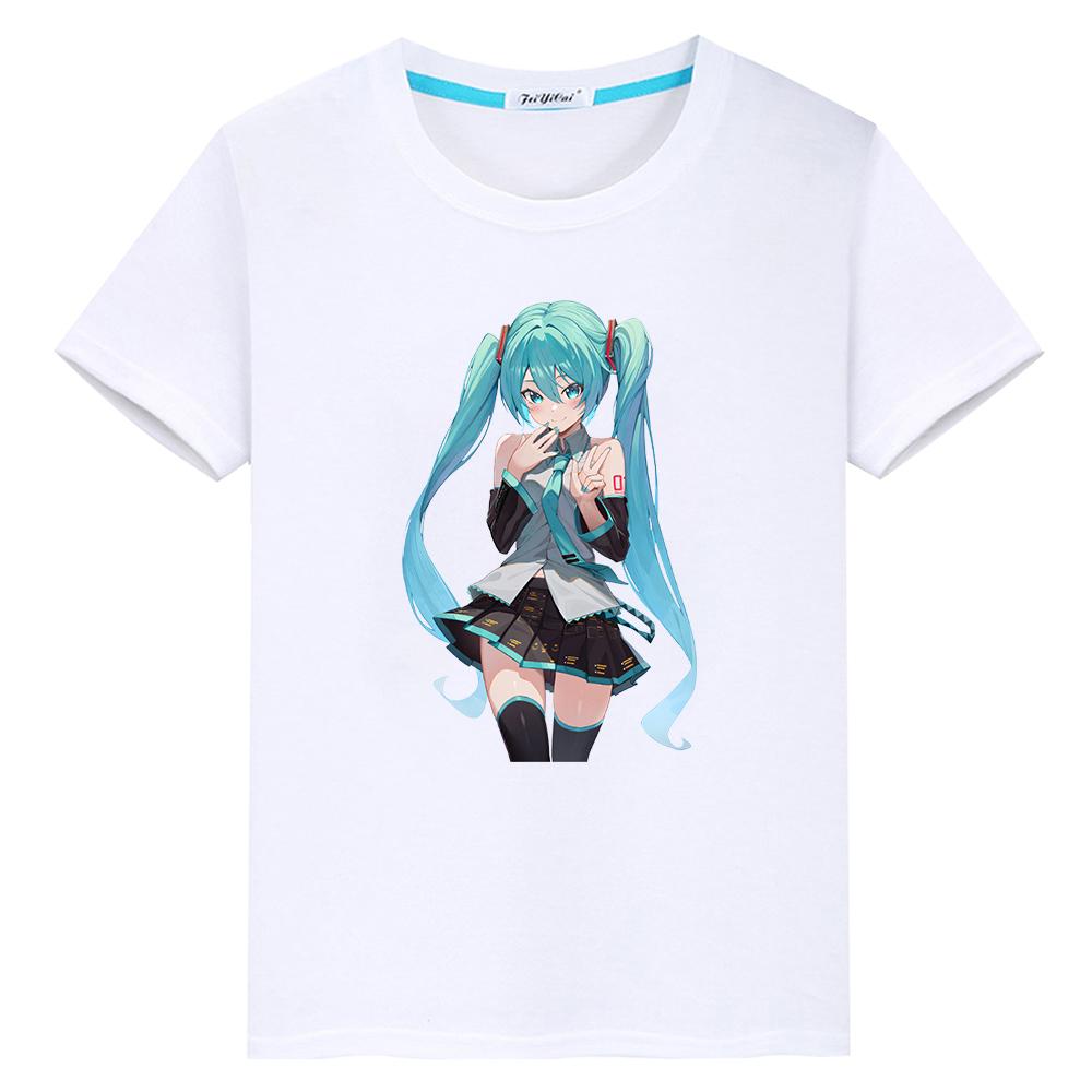 Tričko pro děti kluky 10 let potisk Hatsune Miku kawaii 100% bavlna anime krátké tričko pride y2k oblečení pro batolata a dívky dětské oblečení