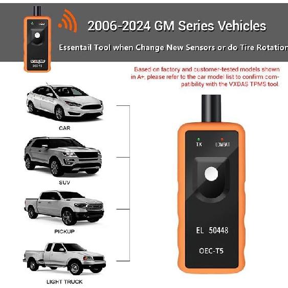 VXDAS TPMS Relearn Tool for GM Tire Sensor TPMS Reset Tool Tire Pressure Monitor system Activation Tool OEC-T5 for GM Buick/Chevy/Cadillac Series