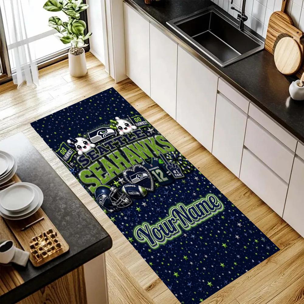 Seattle Seahawks Customize Your Name Kitchen Rug Runner Rug Laundry Mat Hallway Entryway The Best Gift Choice